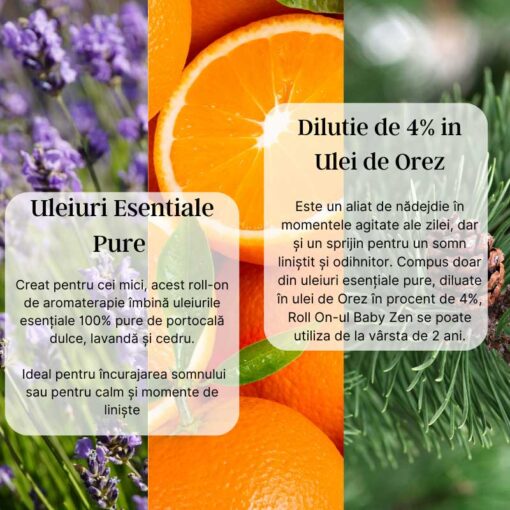 Baby Zen Roll-on Uleiuri Esențiale pentru Copii pentru Calm si Somn cu Portocala, Lavanda si Cedru - imagine 3